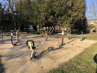 An Adult Playground Near a Children's Playground